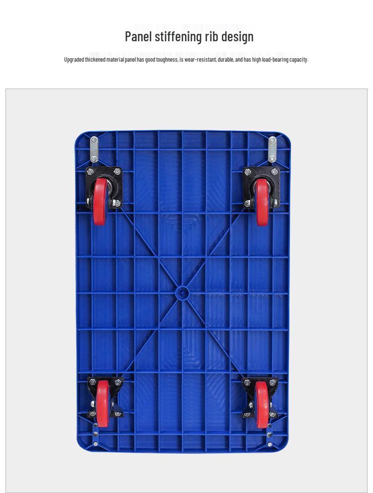 Folding Flatbed Hand Truck: Sturdy Four-Wheel Cart for Street Vending & Moving Goods