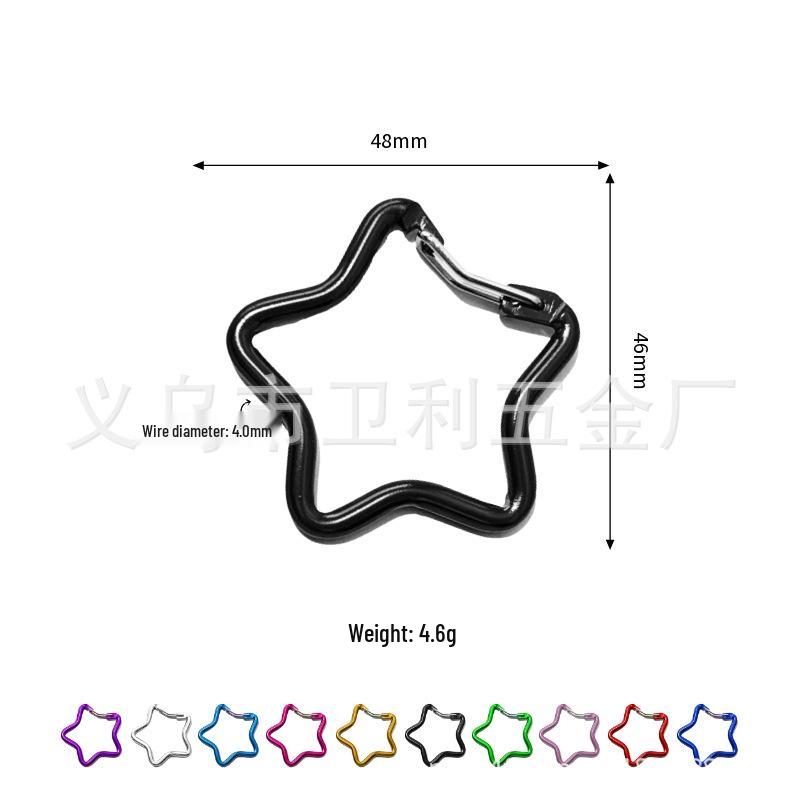 Colorful Aluminum Pentagon Carabiner Hook for Bags, Jewelry & Clothing Accessories with Star Quick-Release Buckle