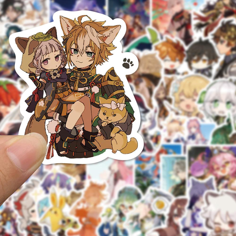 10/30/50pcs Cute Genshin Impact Anime Game Stickers Decals DIY Notebook Guitar Laptop Bike Kawaii Cartoon Sticker Kid Toys Gifts