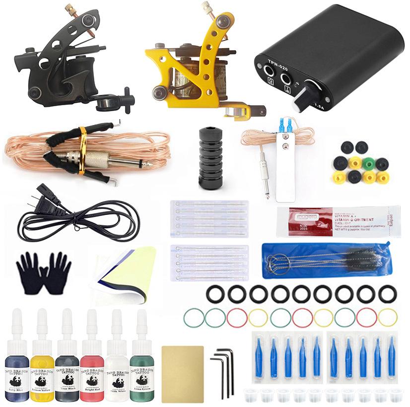 

Черно-желтый двойной набор тату-машинок: Оборудование для начинающих