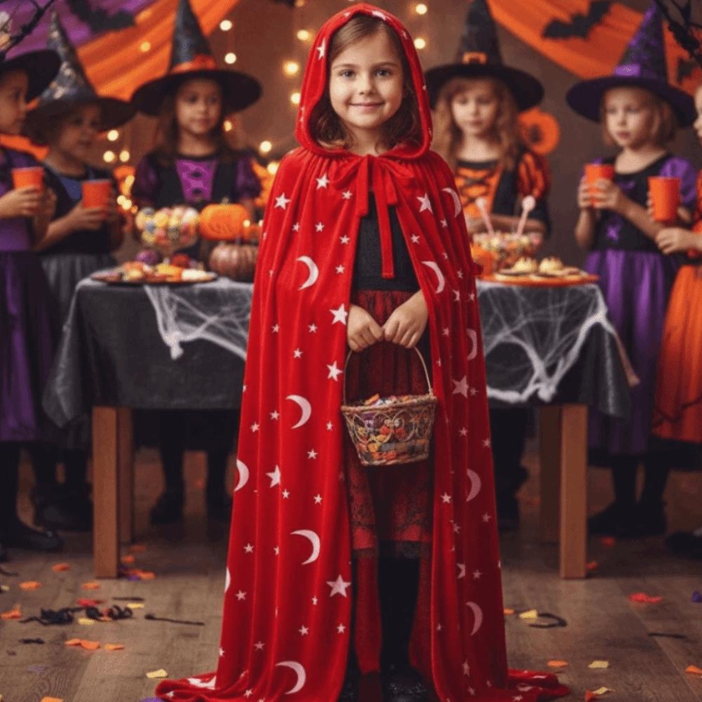 Soft Fabric Velvet Hooded Cloak Tie Up Closure Gothic Party Apparel Costume Robe Halloween Night