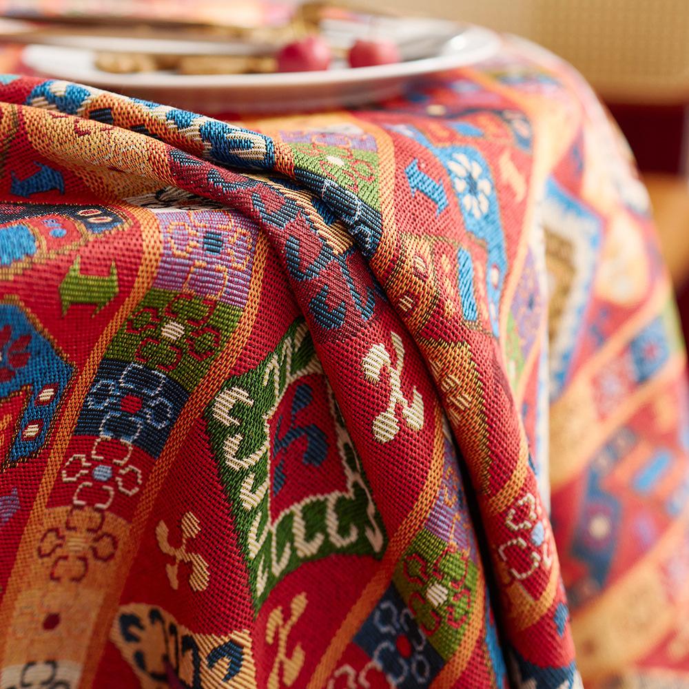 Tablecloth Red Festive Jacquard Table Cloth Round Table Cloth Tablecloth Thickened Coffee Table Cover