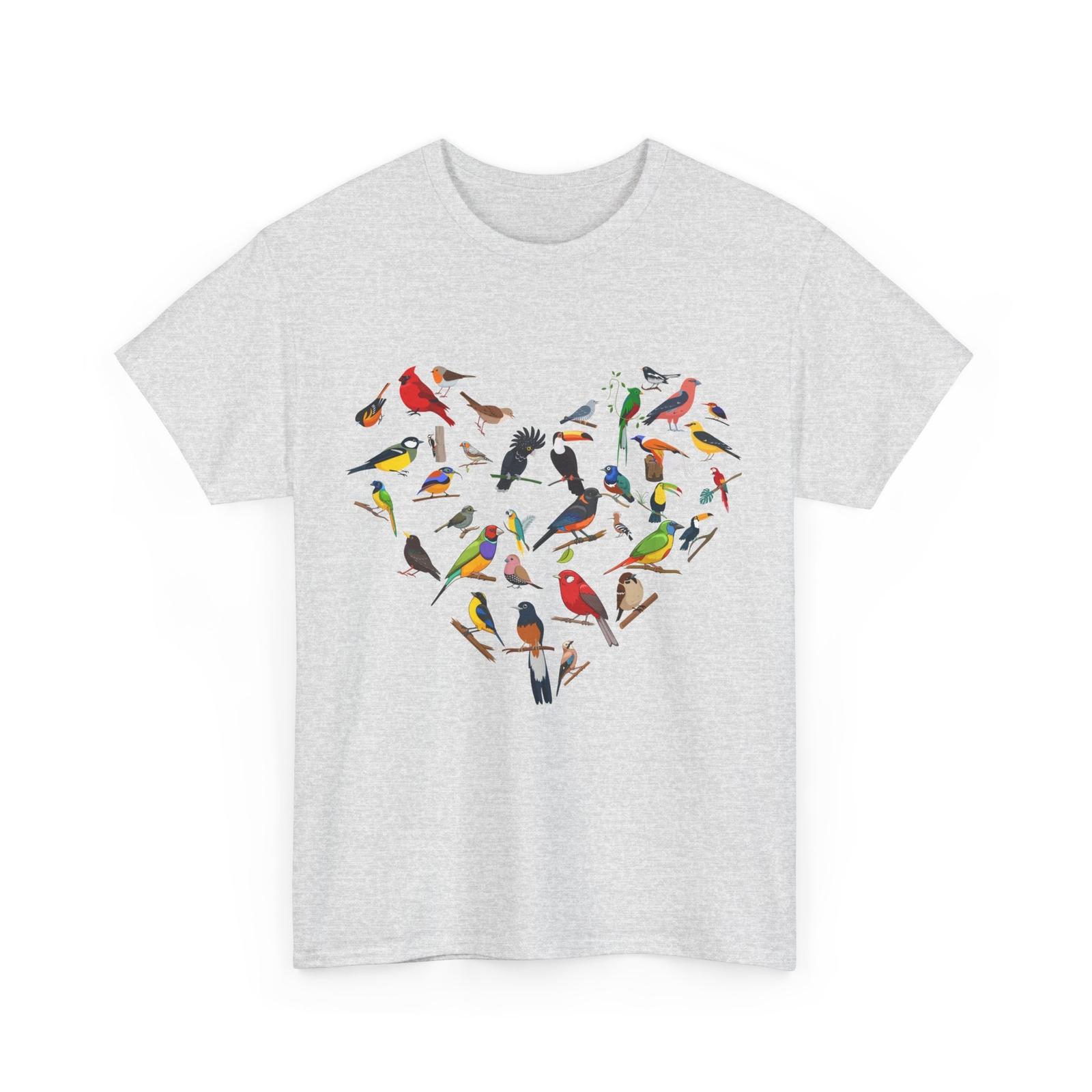 Birds Shirt, Heart Birding Birdwatching Lovers Men Cute Shirt L