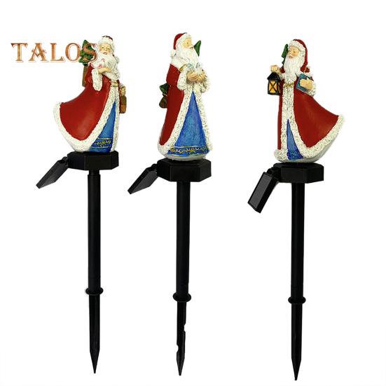 Santa Claus Solar Lights Resin Santa Figurine Waterproof Christmas Stake Light Outdoor Decor Statue Landscape LED Light for Home Yard Lawn