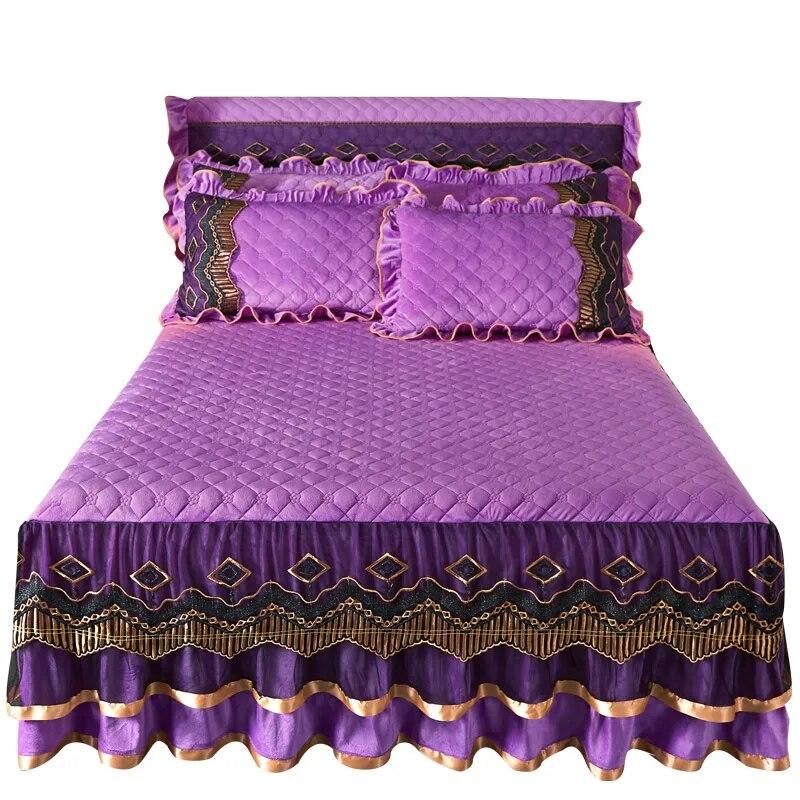 

Европейское винтажное кружевное бархатное плотное покрывало 180x200 королевского размера, свадебное стеганое мягкое оборками, постельное белье, комплект королевы, 2 подушки 140x200cm 55x79inch