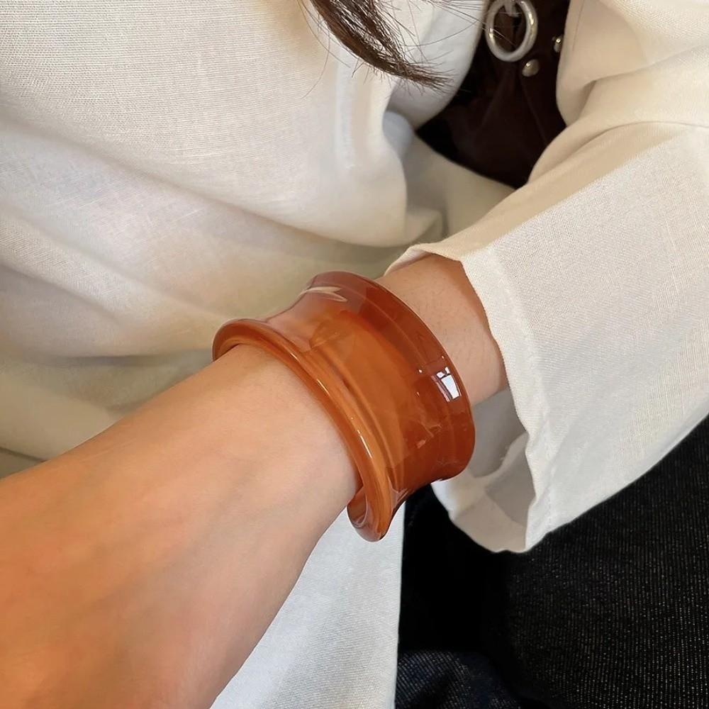 Chunky Design Geometric Bracelets Gradient Color Opening Bangles  Fashion Accessories