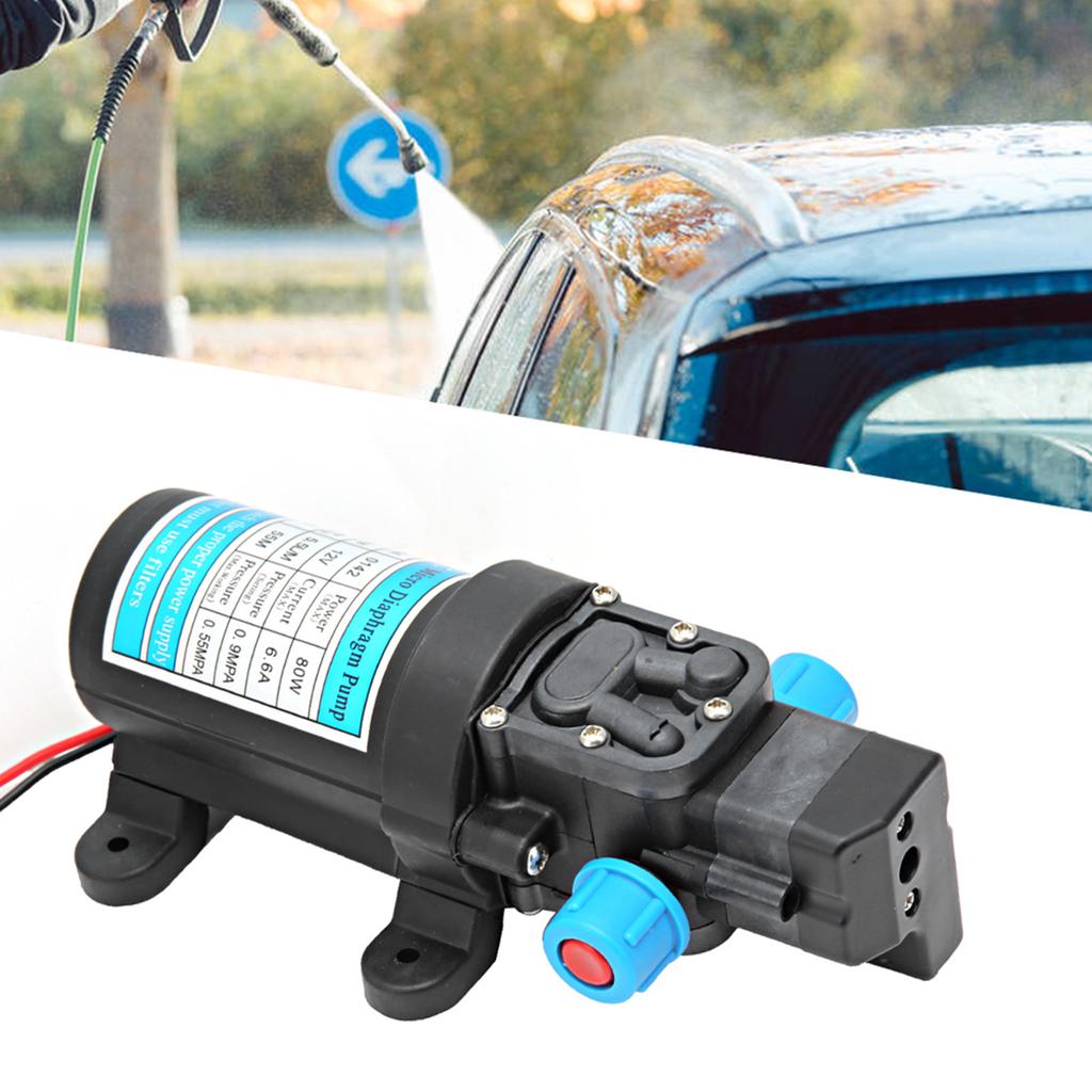 Pompă de apă electrică cu diafragmă micro de înaltă presiune, autoamorsantă, 80W, 12V DC pentru spălarea mașinii, presiuni