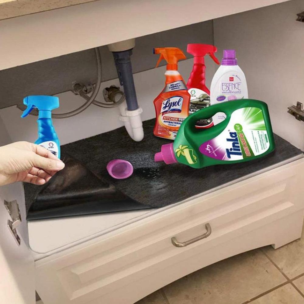 Absorbent Absorbent Shelf Mats Black Kitchen Cabinet Liner Under The Sink Mat  for Drips