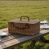 Retro Picknickkorb Tragbarer Griff Mit Deckel Tragegriff Verschluss Weidenkorb Aufbewahrungsbox Dekorativ