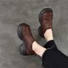 Johnature Thick Soled Height Increasing Genuine Leather Woven Sandals Hollow Breathable Women's Platform Shoes
