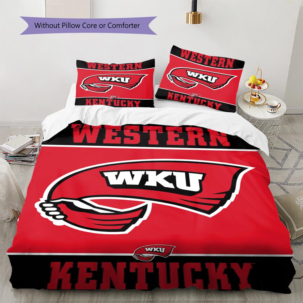 Western Kentucky Hilltoppers Pattern Bedding Set Quilt Cover Pillowcase Home Decor Gift (1 * duvet cover + 2 * pillowcase, without core)