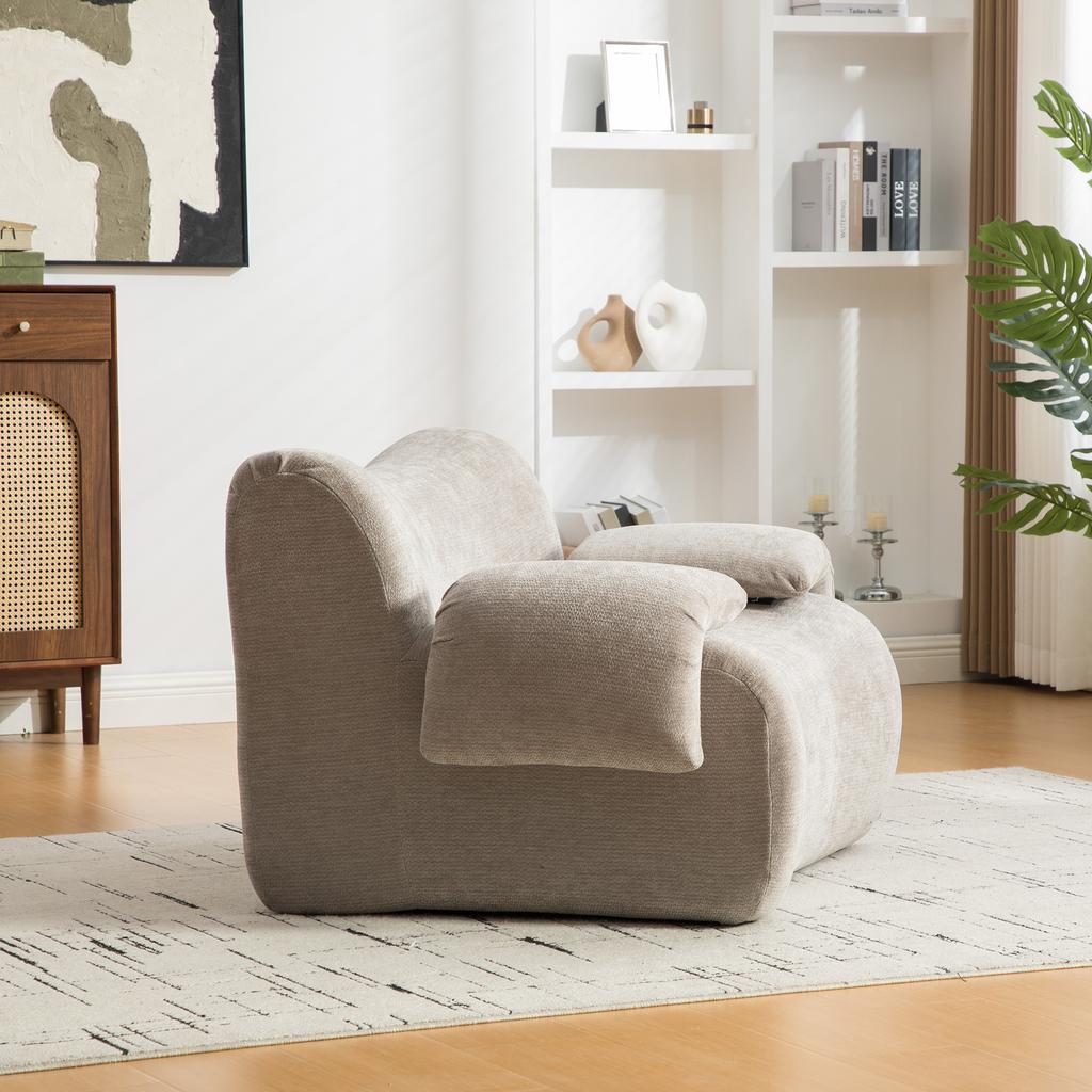 Modular compression sofa made of chenille fabric, filled with 30D high-elastic foam. Easy to move with non-slip bottom, ideal for living room. Gray