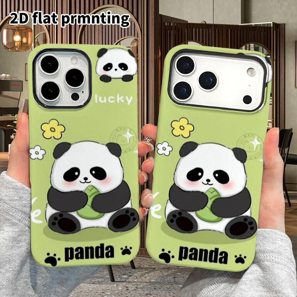 Phone Case: 2D Flat Design Suitable for iPhone 18 17 16 15 14 13 Pro Film Protective Case, Couple Style, Matcha Green Panda, Christmas and Halloween G