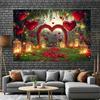 2D Romantic Valentine's Day Backdrop Red Heart Balloon Rose Arch Party Background