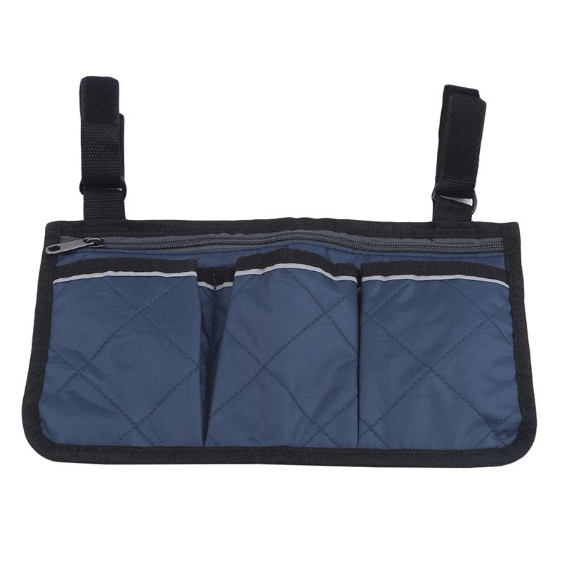 Storage Bag Wheelchair Armrest Reflective Strips Multiple Pockets Convenient Practical Home Supplies Side Pockets