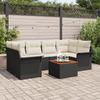 VidaXL 7-Piece Garden Sofa Set with Cushions Black Poly Rattan Acacia 3347278
