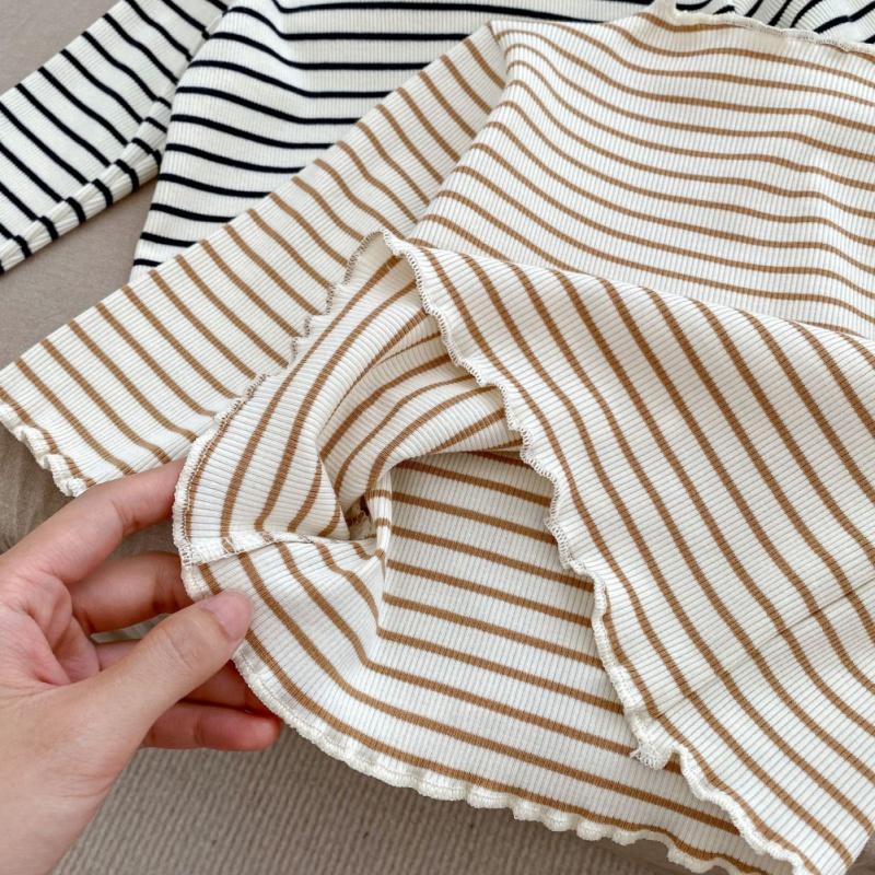 Baby Girl Long Sleeved Top Pleated Printed Cotton T-Shirt Kids Top