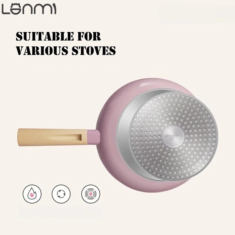 LANMI Non-Stick Frying Pans Anti-overflow Skillet Low-smoke Breakfast Egg Steak Flat-bottomed Pot Home Gas Stove General Pot