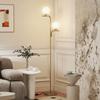 LED Floor Lamp, Modern Lamp with 3 Color Temperatures, Glass Globe Shades and Foot Switch, Gold