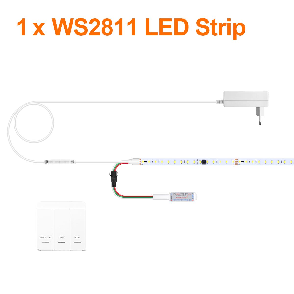 

Smart Addressable Pixel LED Strip Light 120LED/M 24V WS2811 Running Water Flow Chasing LED Light Tape For Room Stairs Wall Decor Neutral White&USA Power Plug&5M Kit