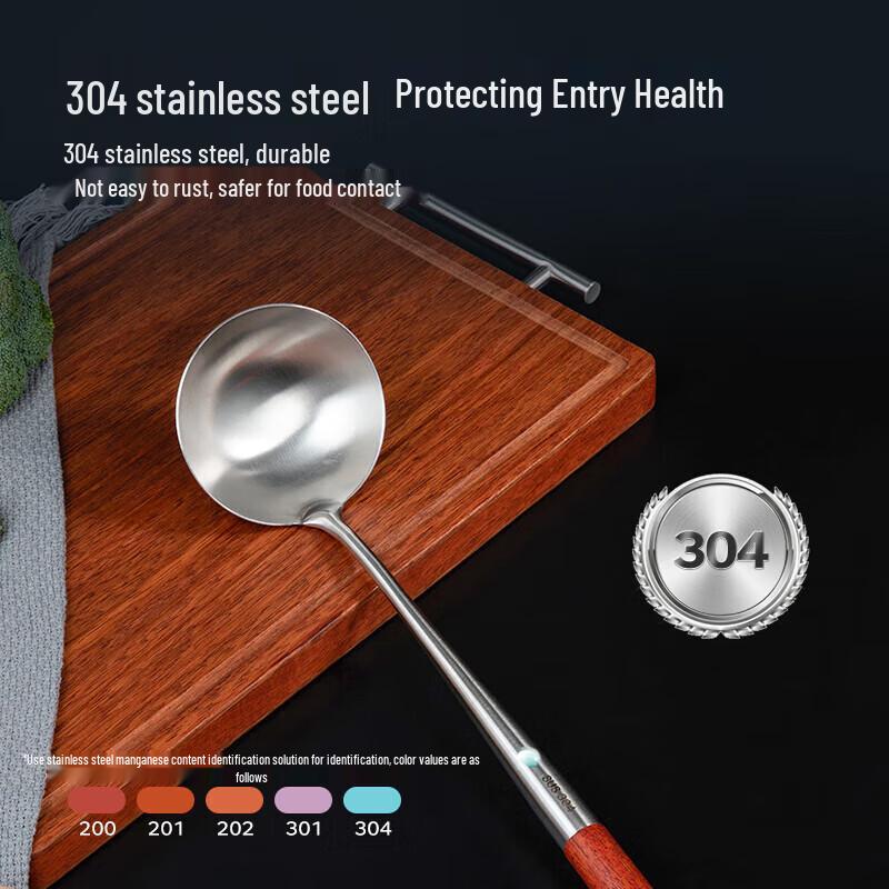 Stainless Steel Stir-fry Ladle with Wooden Handle