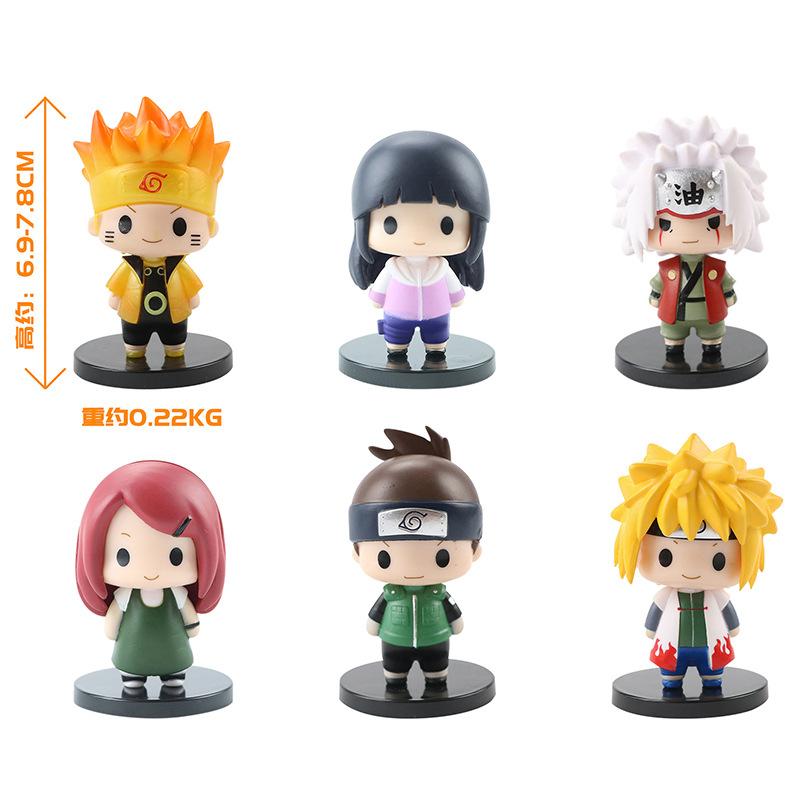 6Pcs Anime Naruto Uzumaki Naruto Jiraiya Namikaze Minato Hyuga Hinata Doudou Eyes Cute Model Toy Gift Collection Action Figure
