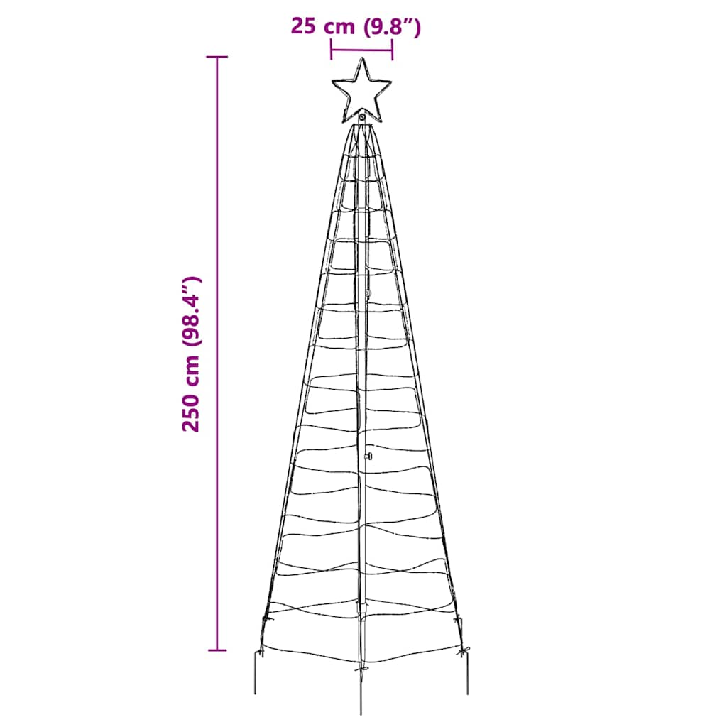 LED Christmas Tree with Ground Spikes Multicolored 250 Cm Iron