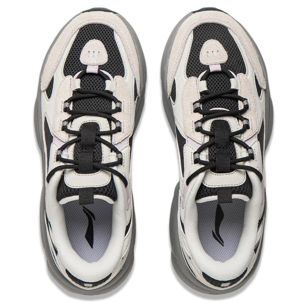 Li Ning Nai Ye 2.0 Comfortable Versatile Non-Slip Wear-Resistant Low-Top Casual Shoes Women Sneaker Beige Black AGCU376-3
