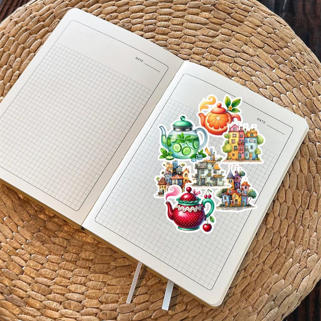 18pcs Creative Self-made Fruit Flower Tea Kettle Scrapbooking Stickers/decorative /DIY Craft Photo Albums Planner Stickers
