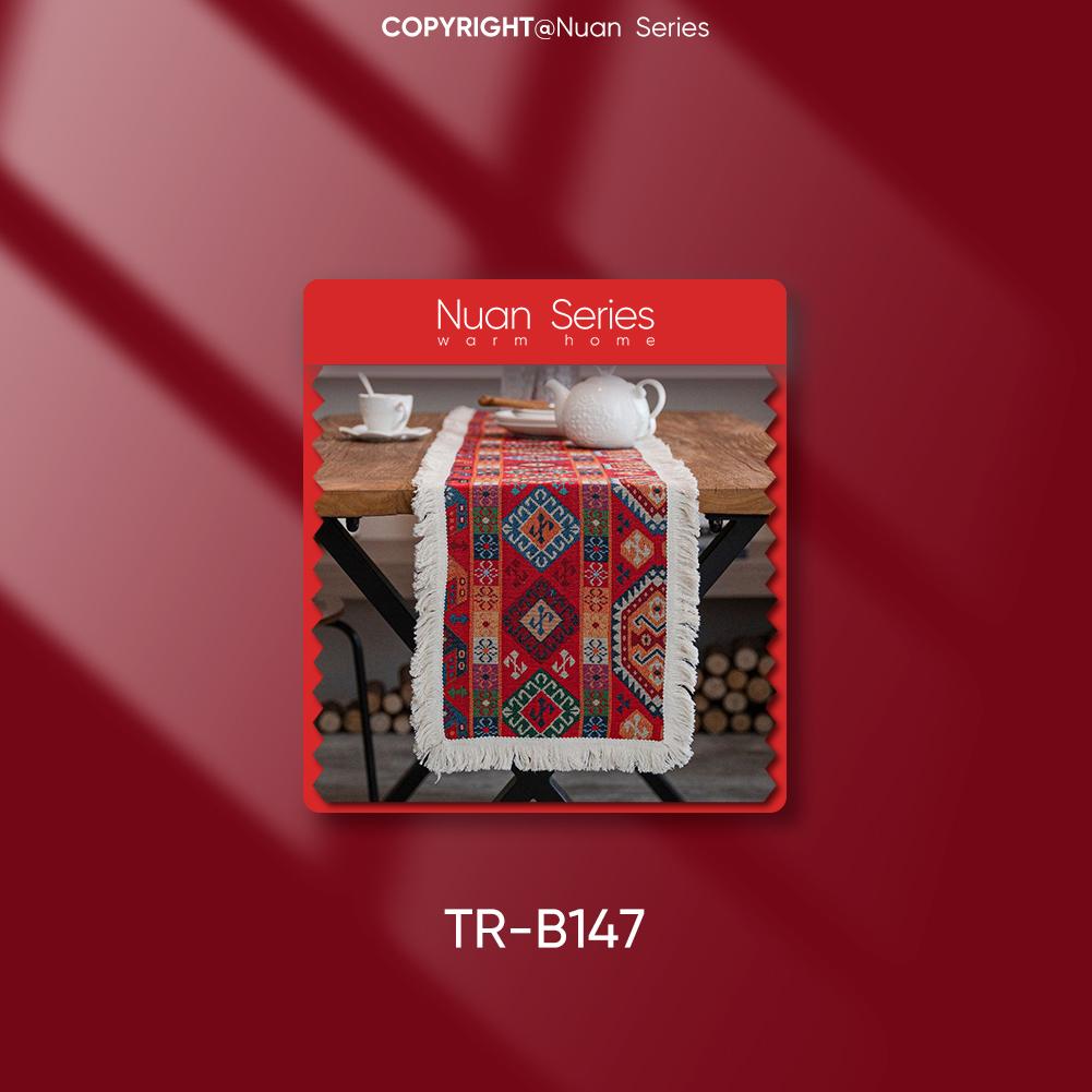 1 Stück Nuan Serie Modische Kunst bedruckte Tischflagge mit Quastenkante Weicher Tischläufer für für Esstischdeko Küche für Heimtisch Heimdeko