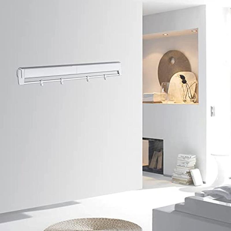 Modern Minimalism Folding Rack Clothes Laundry Rack Collapsible Wall Mounted Hanger 7 Drying Rods Shelf