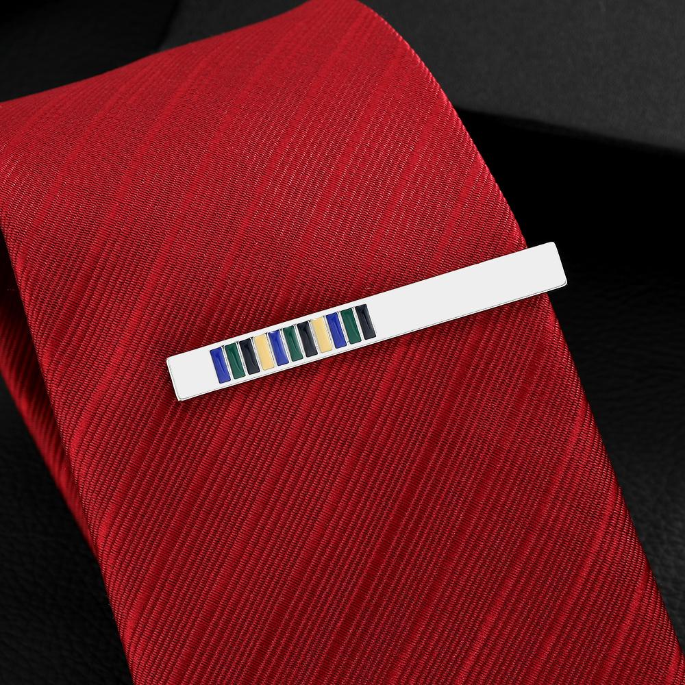 Funny Blue Green Black Colors Stripe Design Tie Clip Mens Formal Party Jewelry Accessories Free Shipping