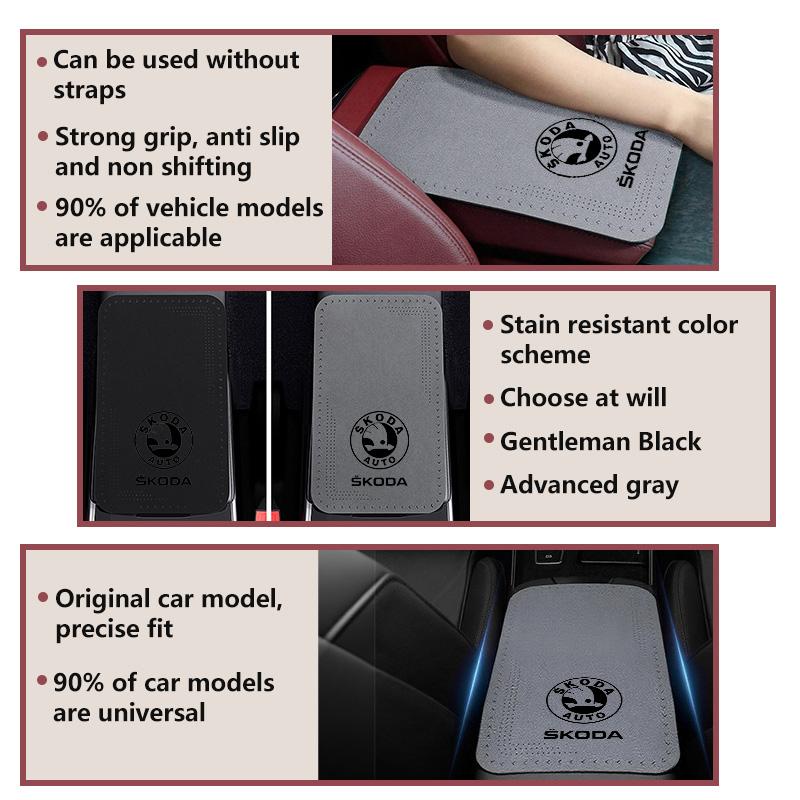 Car Armrest Box Pad Suede Auto Armrest Mat Car Accessories For Skoda Octavia Superb RAPID FABIA KAMIQ KAROQ KODIAQ YETI knfg14