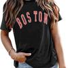 Avanova Damen Grafik Buchstaben Druck Kurzarm T-Shirts Rundhals Lässig Sommer Niedliche T-Shirts Tops