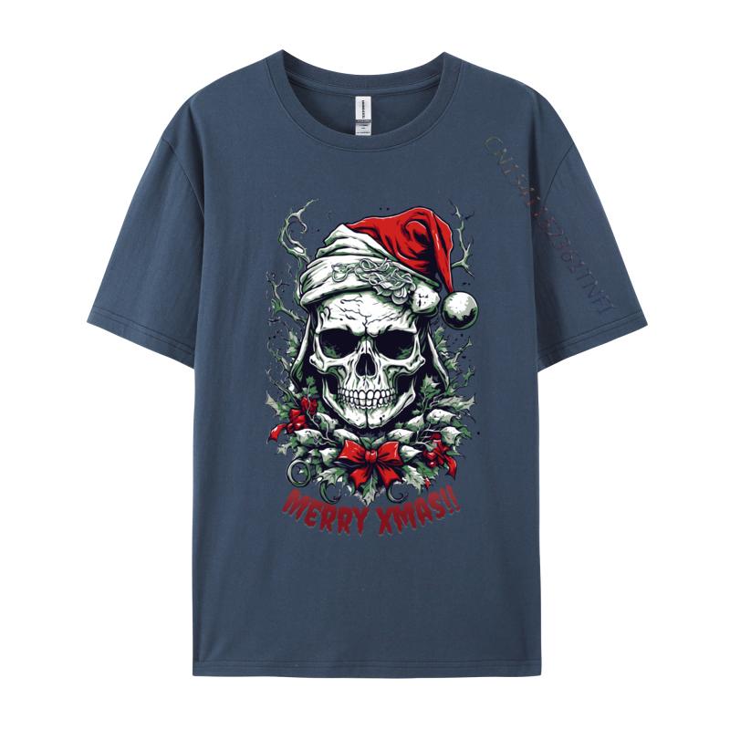 Cool Skull Weihnachten Für die Feiertage T-Shirt Herren Weiches Baumwoll-T-Shirt Ästhetische Camisas Herren T-Shirt Camisas