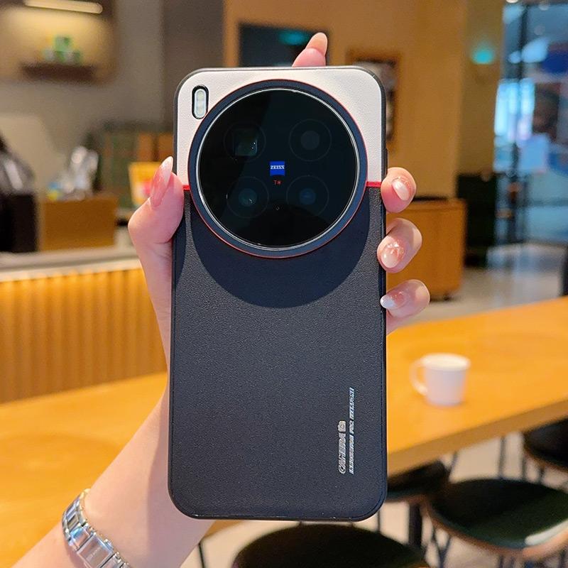 For Vivo X300 and Vivo X300 Pro Leather Case Contrast Color Lens Protection Anti-drop Shock-proof Anti-fingerprint Phone Cover