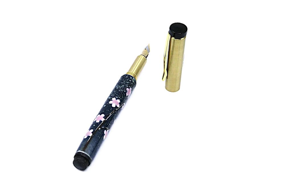 Kiyoteru Handcrafted Porcelain Fountain Pen Cherry Blossom Blue Star with Converter