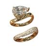 2Pcs/Set Women Ring Set, S-shaped Finger Ring with Dazzling Water Drop Cubic Zirconia, Alloy Stacking Rings Gift Jewelry