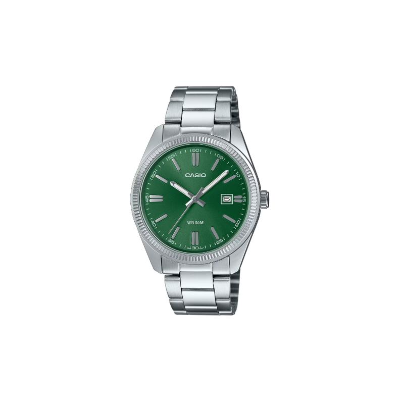 

Casio Waterproof 50 Meters Quartz Movement Stainless Steel Strap Japanese and Korean Watch Men s Watch Green Dial MTP-1302D-3A зелений