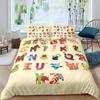 Kids Alphabet Duvet Cover Set Polyester Digital Pattern Bedding Twin Size Hand Painted Educational Quilt Cover