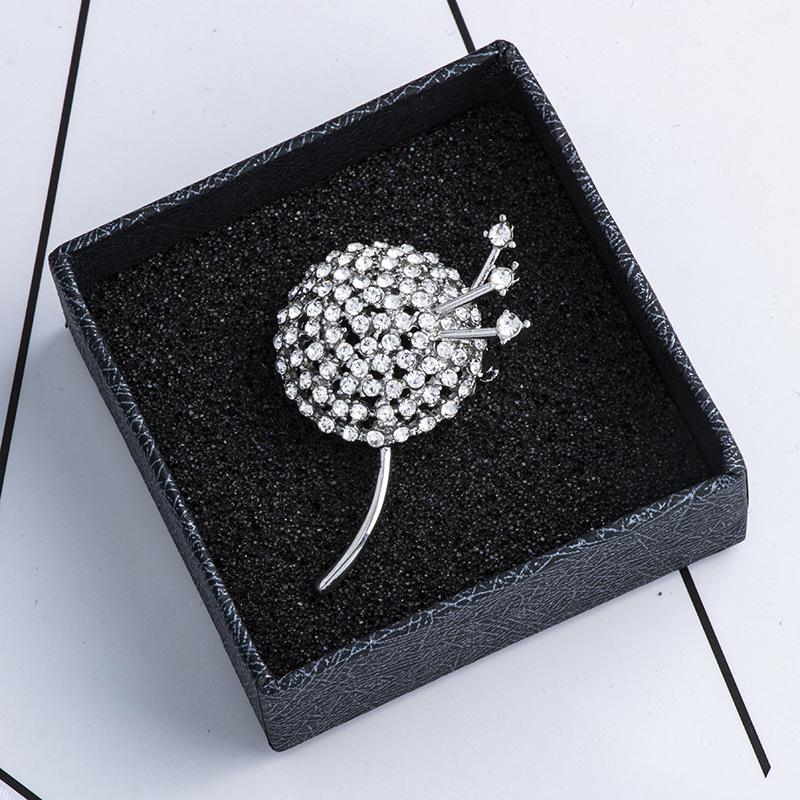 Dandelion Brooch Rhinestone Flower Lapel Pin Fashion Men 'S Suit Shirt Badge Brooches For Women Accessories Gift