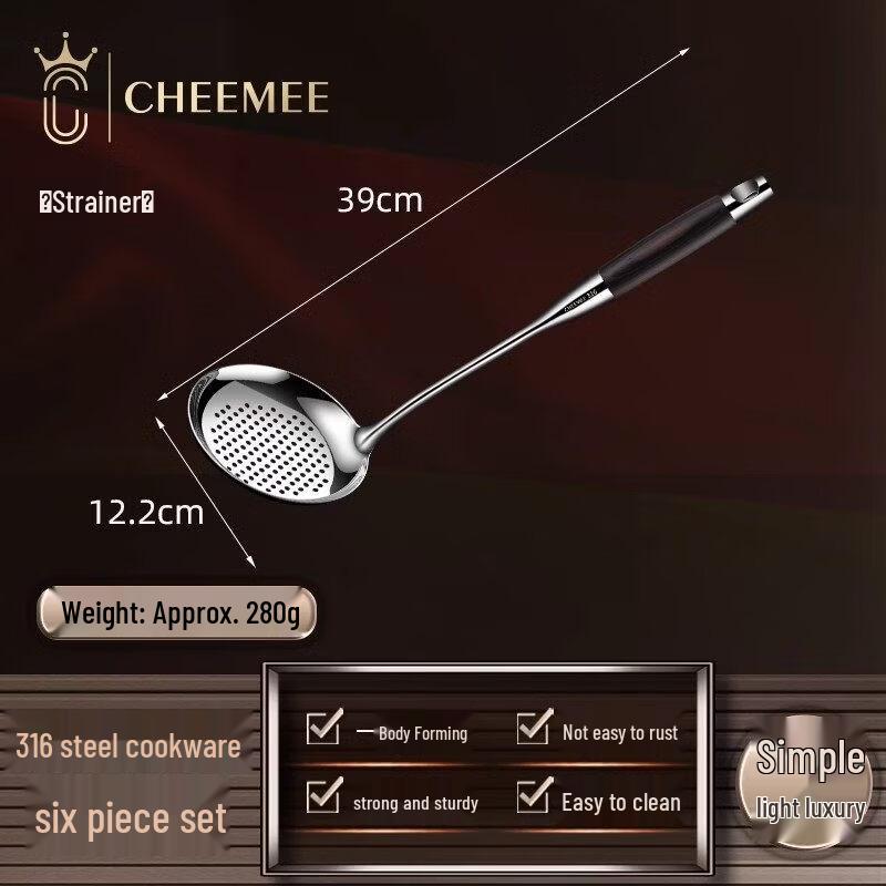 Premium Ebony Handle 316 Stainless Steel Slotted Spoon