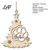 Creative Wooden Pet Pendants Wood Christmas Tree Pendant with Paw Print Hollow Engraved Hanging Handmade Decorations for Ornament Rustic Style Craft
