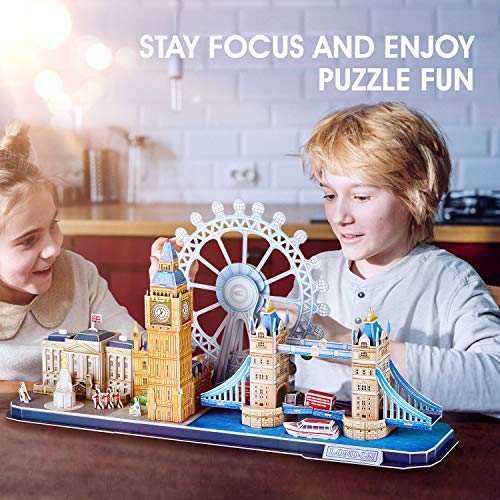Cubic Fan 3D Puzzle Craft Kit, London (with LED), L532h, No Glue or Tools Required
