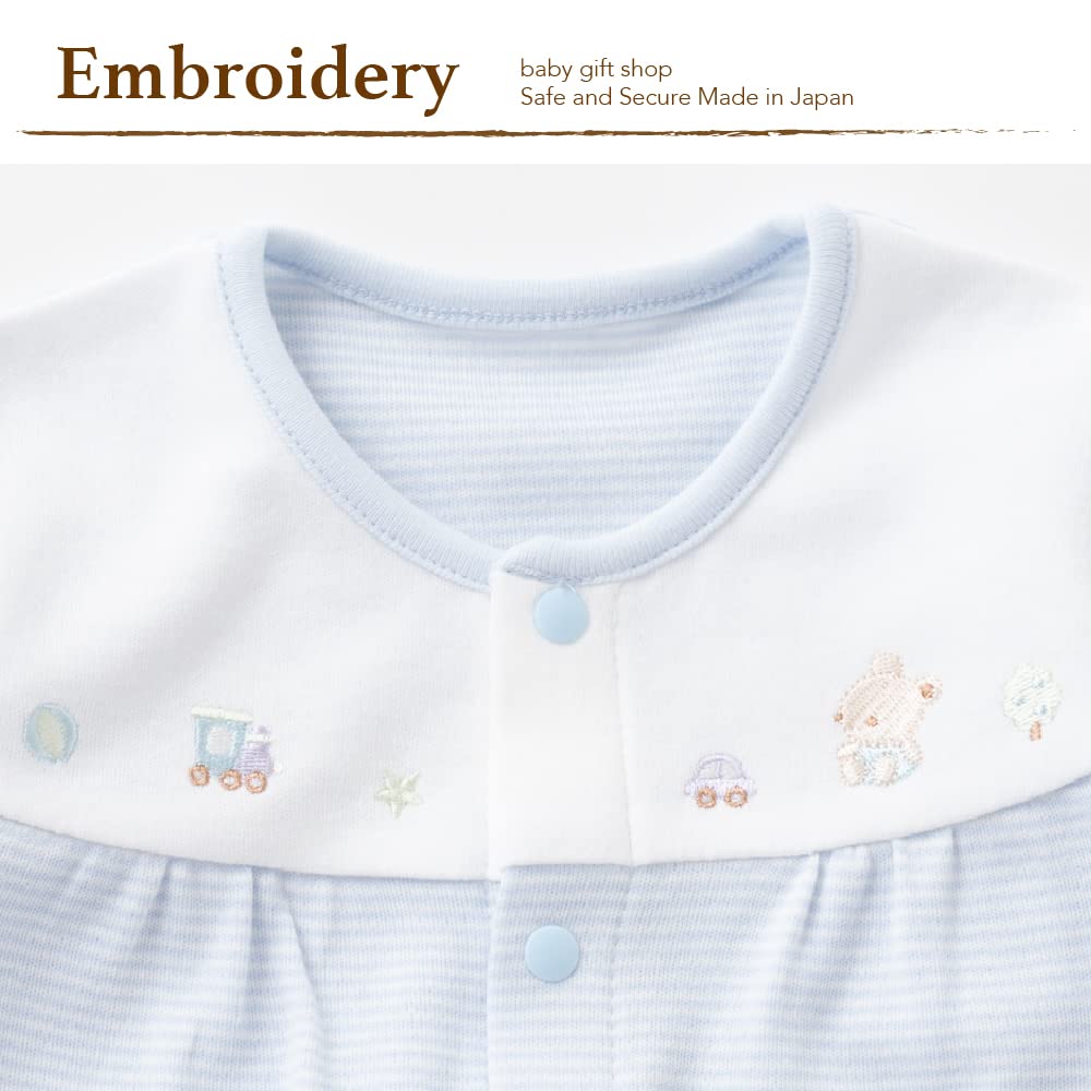 de Smooth Border Bear Rabbit Embroidery All Snap Newborn Baby Cotton Made in Japan for Autumn and [Cream Coco] Two-Way [Crotch Replacement/2way] 100%