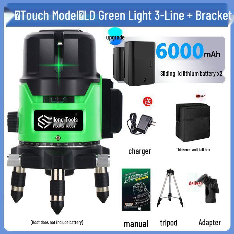 High-Precision Outdoor Laser Level with Infrared, Green, and Blue High-Brightness Beams - 2, 3, and 5-Line Automatic Leveling