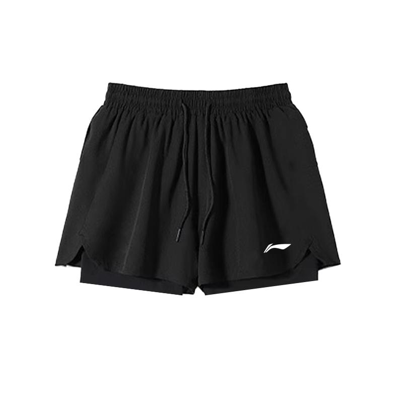 Li-Ning Quick-Drying Breathable Cool Ice Silk Comfortable Anti-Exposure Double-Layer Sports Shorts Women Shorts DACH211-1