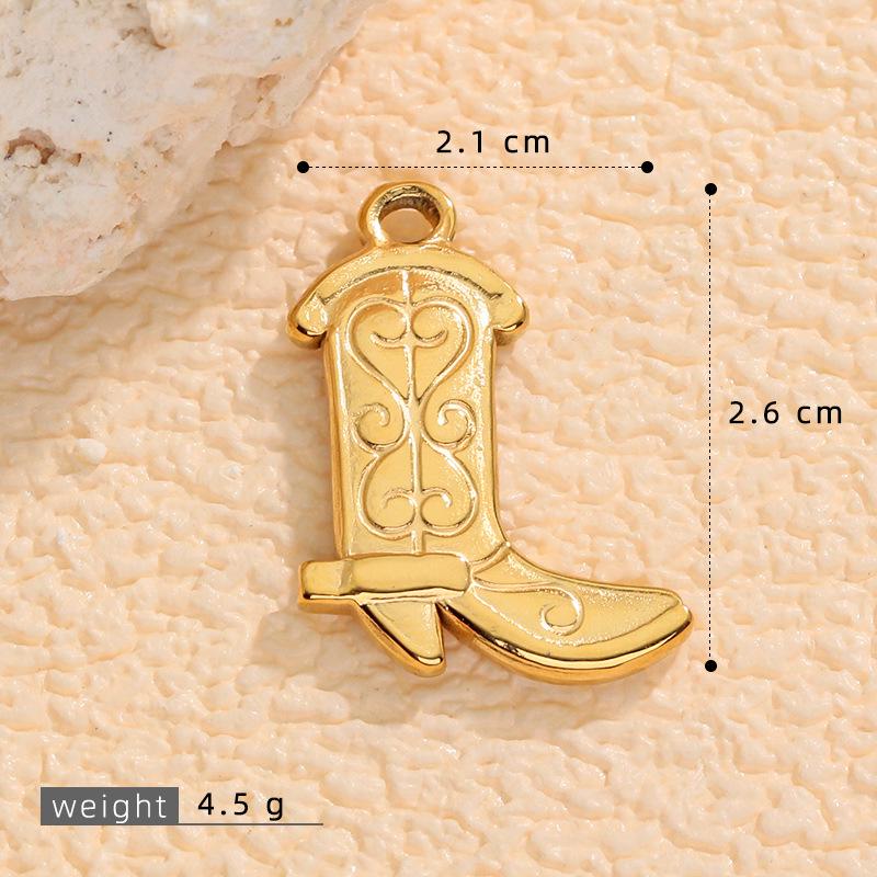 Western Cowboy Boot Stainless Steel Enamel Pendant - DIY Necklace & Bracelet Charm Jewelry.