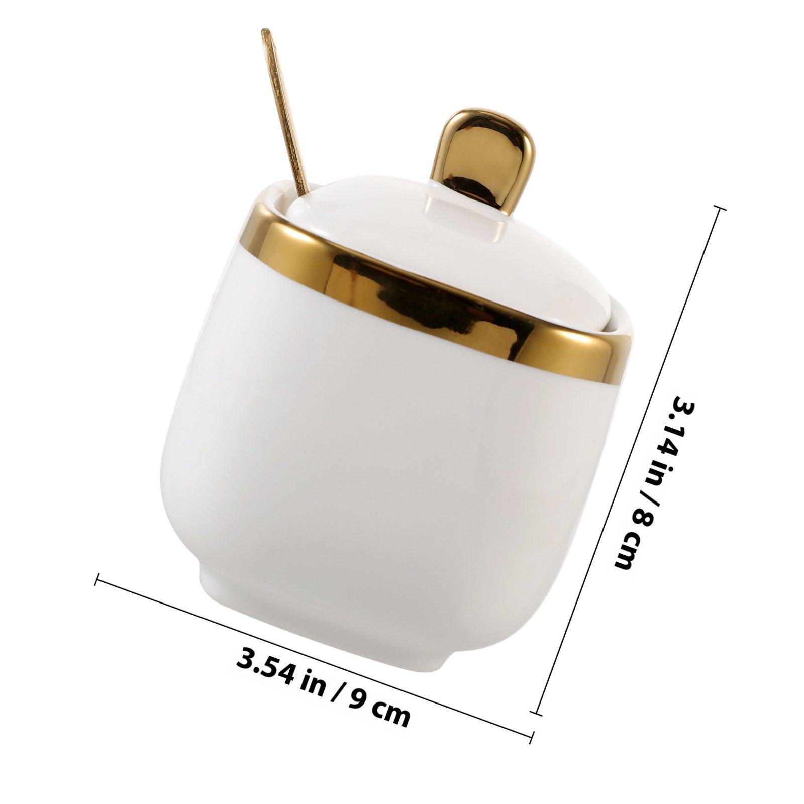 

1Pcs Creative Ceramic Seasoning Pot with Spoon Lid Stylish Salt Sugar Shaker for Kitchen Counter Decor Barbecue Camping Travel белый