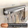 Aluminum Alloy Kitchen Wall Mount Rack With Hooks For Utensils And Cookware Storage